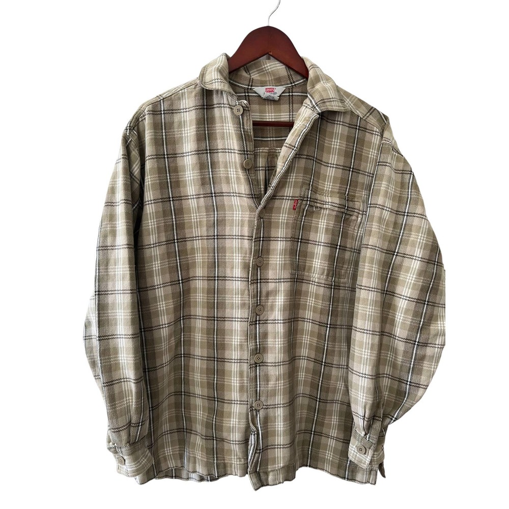 Vintage Levis tan plaid button down shirt XL